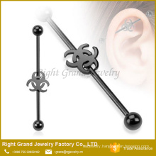 Titanium black plated 316L Surgical Steel Industrial Ear Barbell